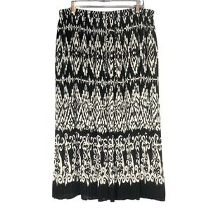Alfred Dunner Women's Black White Pleated‎ Pull On Maxi Skirt Sz 18W Feminine